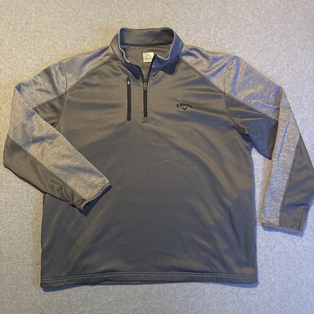 Callaway Golf Men's Quarter Zip Pullover Sz XL GRAY Zip Cheat Pocket